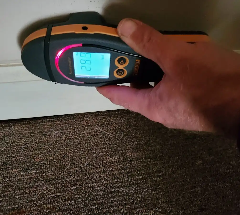 Moisture detection at baseboard during Sewage Cleanup & Sanitation in Corsicana